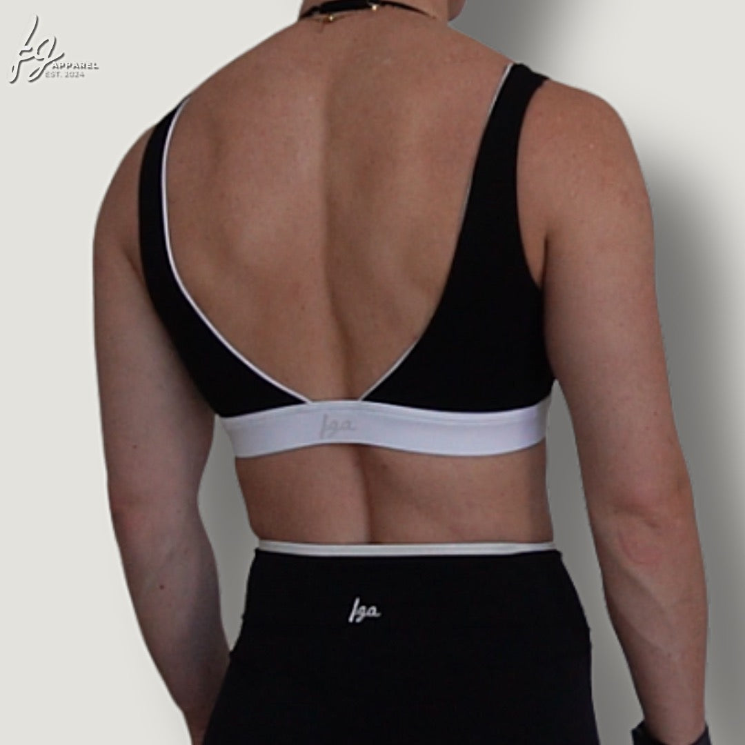 Piping Halter Double Layer Sports Bra