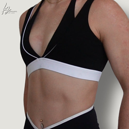 Piping Halter Double Layer Sports Bra